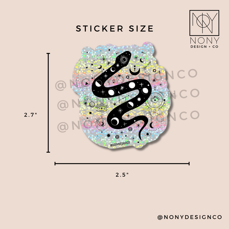 Holographic Moon Snake Sticker