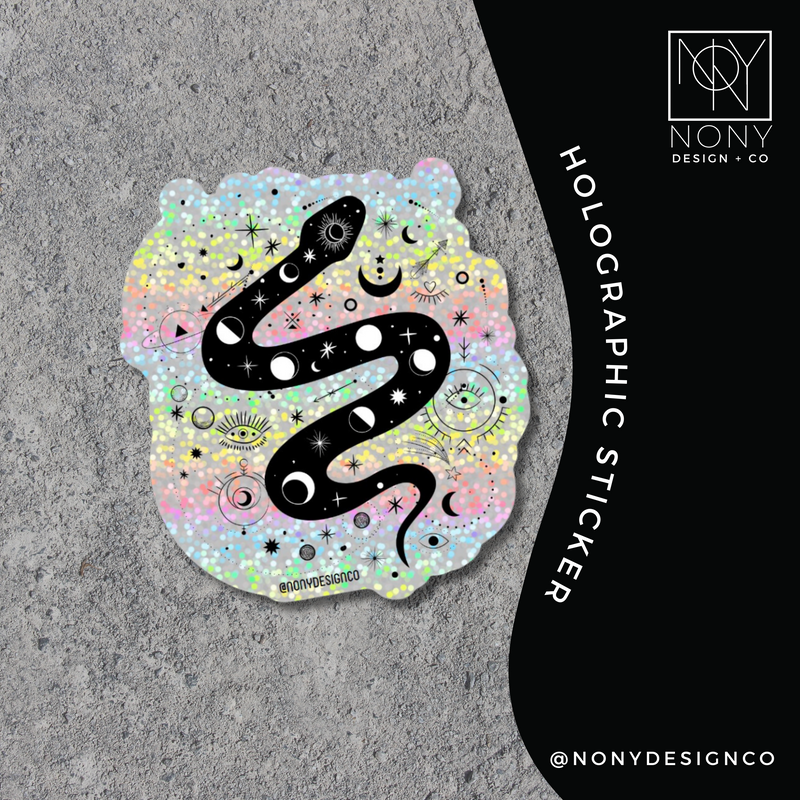 Holographic Moon Snake Sticker