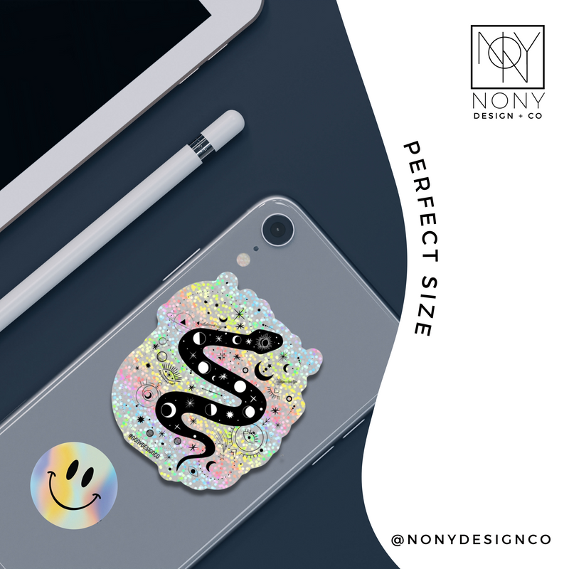 Holographic Moon Snake Sticker