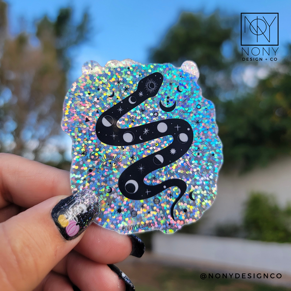 Holographic Moon Snake Sticker