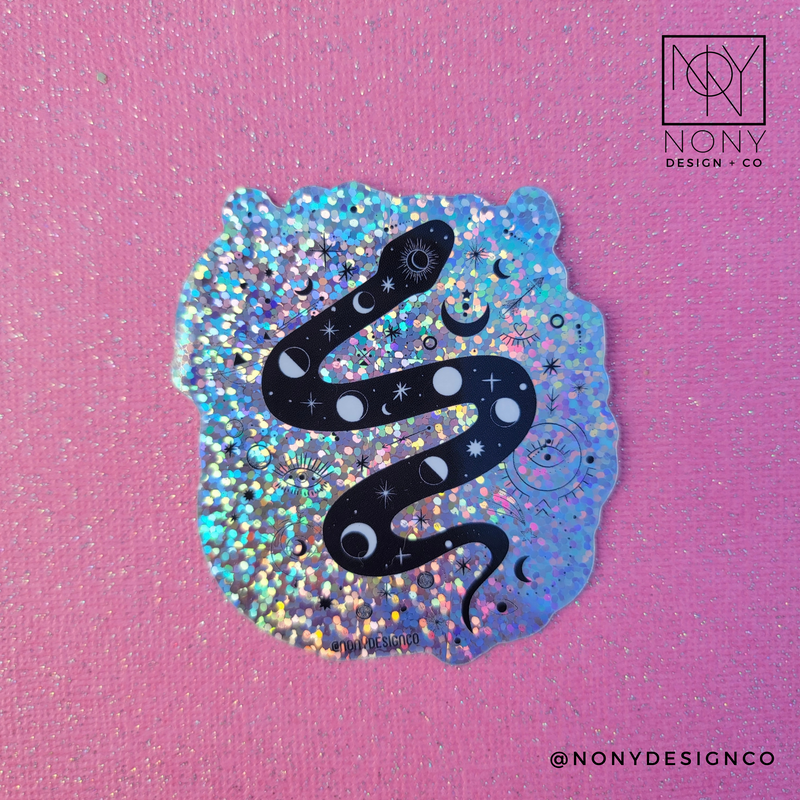 Holographic Moon Snake Sticker