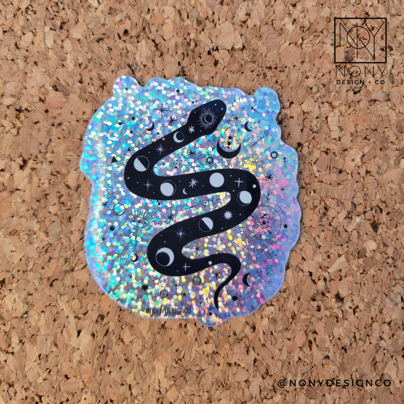 Holographic Moon Snake Sticker