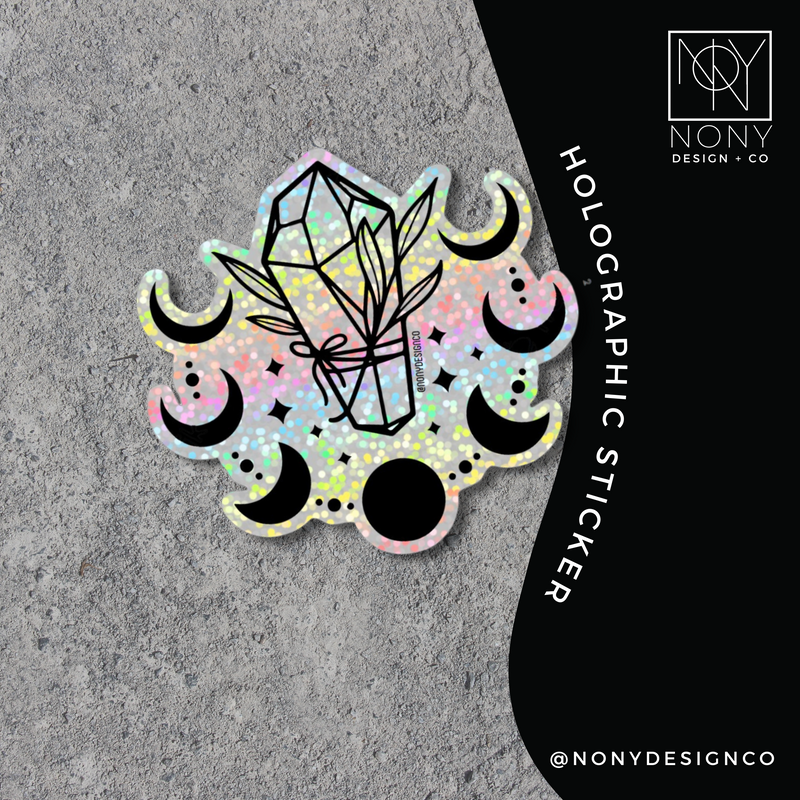 Holographic Crystal Moons Sticker
