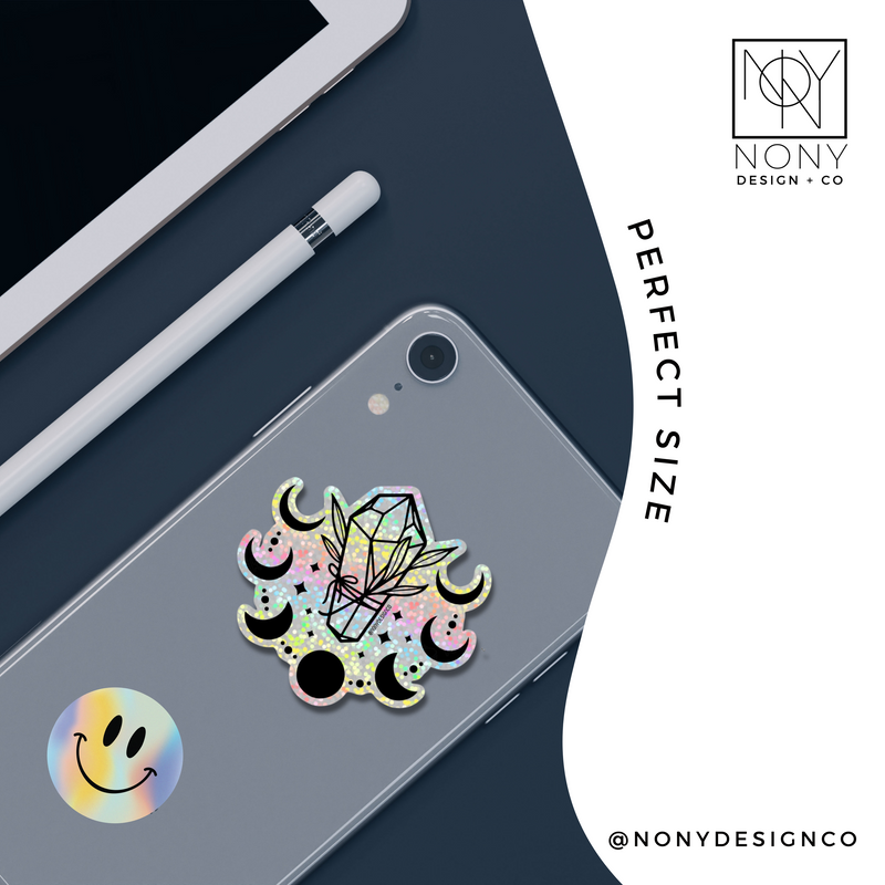 Holographic Crystal Moons Sticker