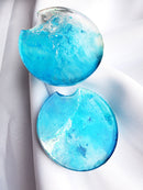 Turquose blue faux stone resin coaster for car cup holder.