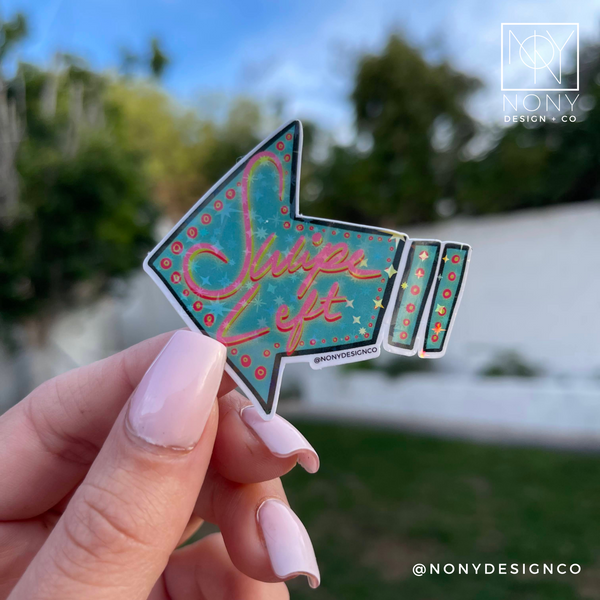 Swipe Left Least Iridescent Holographic Die Cut Sticker