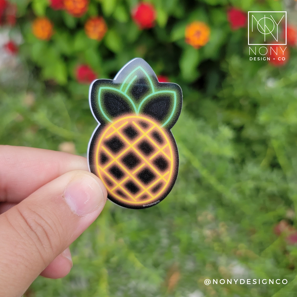 Neon Pineapple Die Cut Sticker