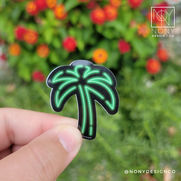 Neon Palm Tree Die Cut Sticker