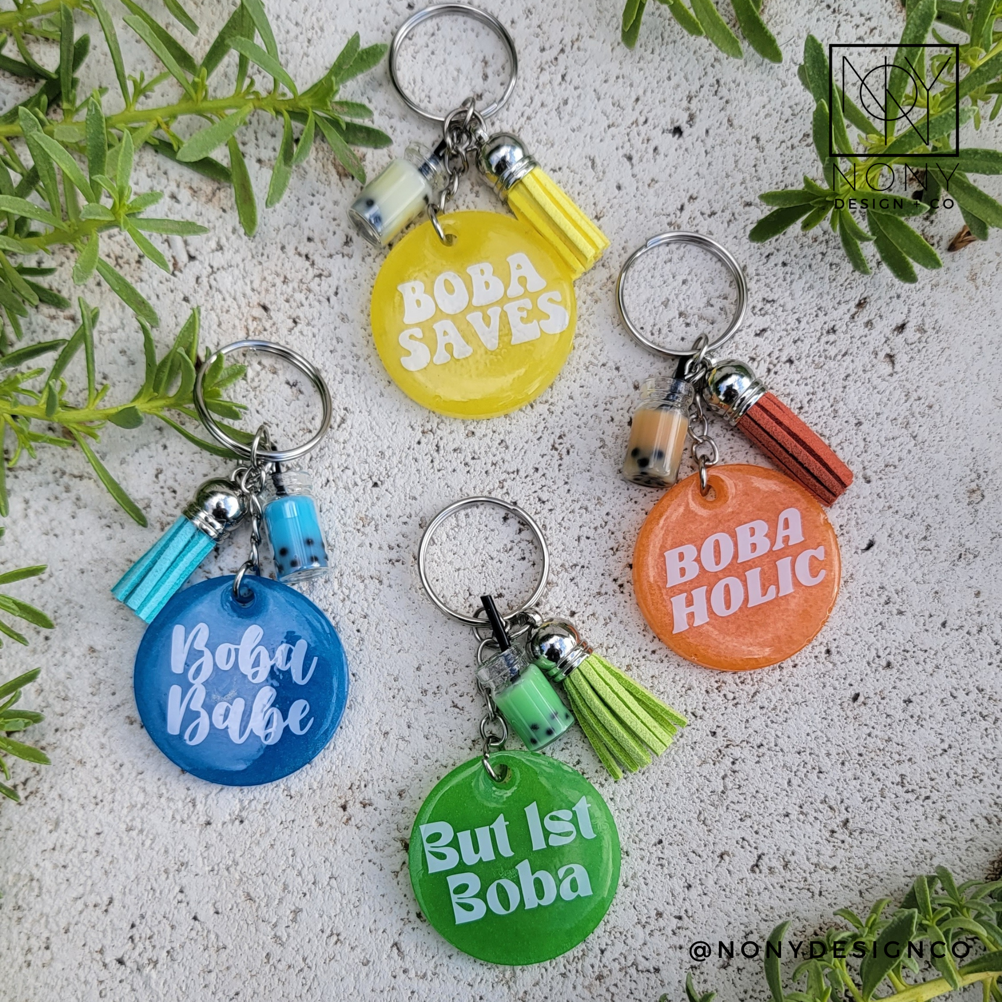 Custom Boba Charm Circle Keychain