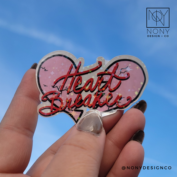 Heart Breaker Iridescent Holographic Die Cut Sticker