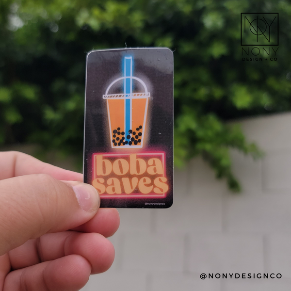 Neon Boba Saves Die Cut Sticker