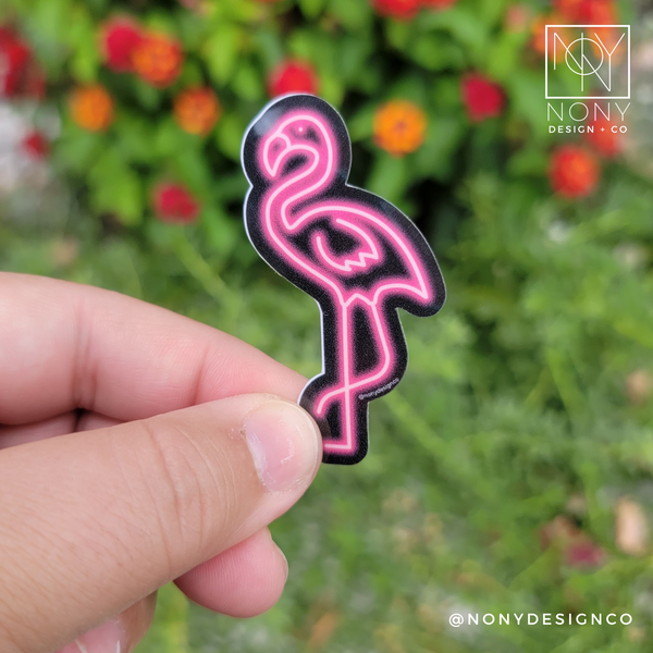 Neon Flamingo Die Cut Sticker