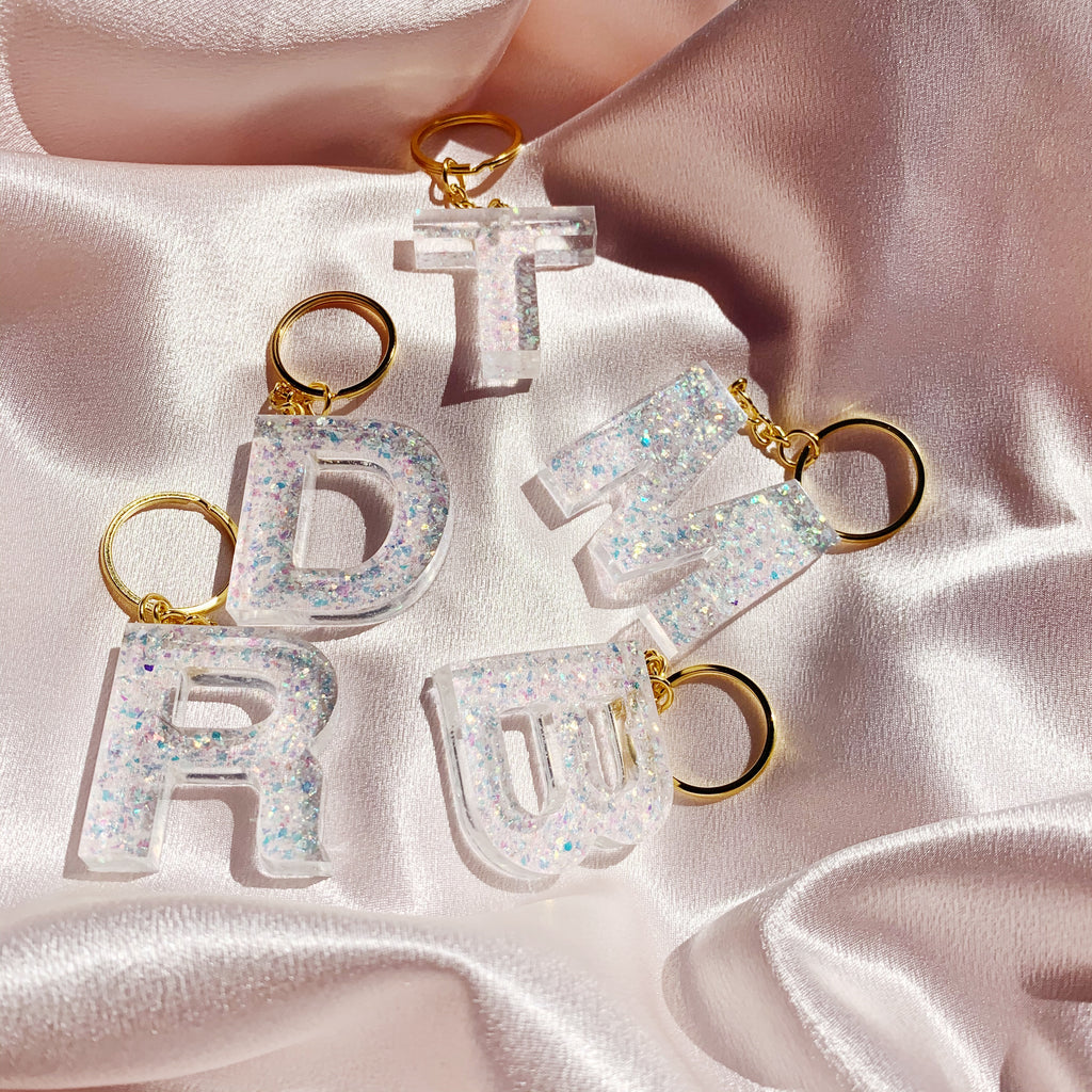 Iridescent Foil Resin Letter Keychain