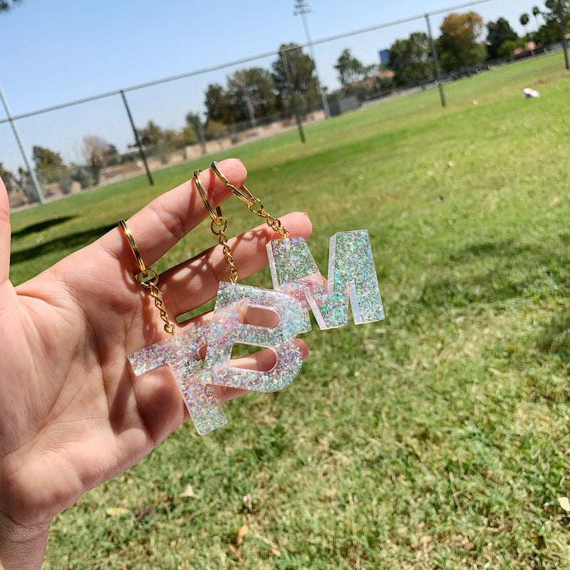 Iridescent Foil Resin Letter Keychain