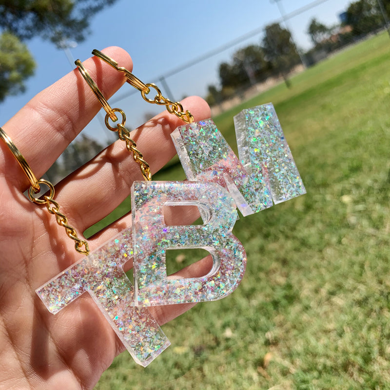 Iridescent Foil Resin Letter Keychain