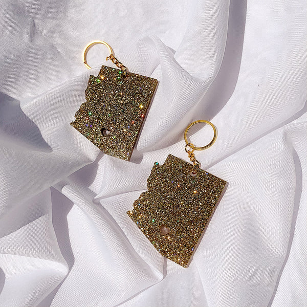 Arizona Pride – Gold Glitter Resin Keychain