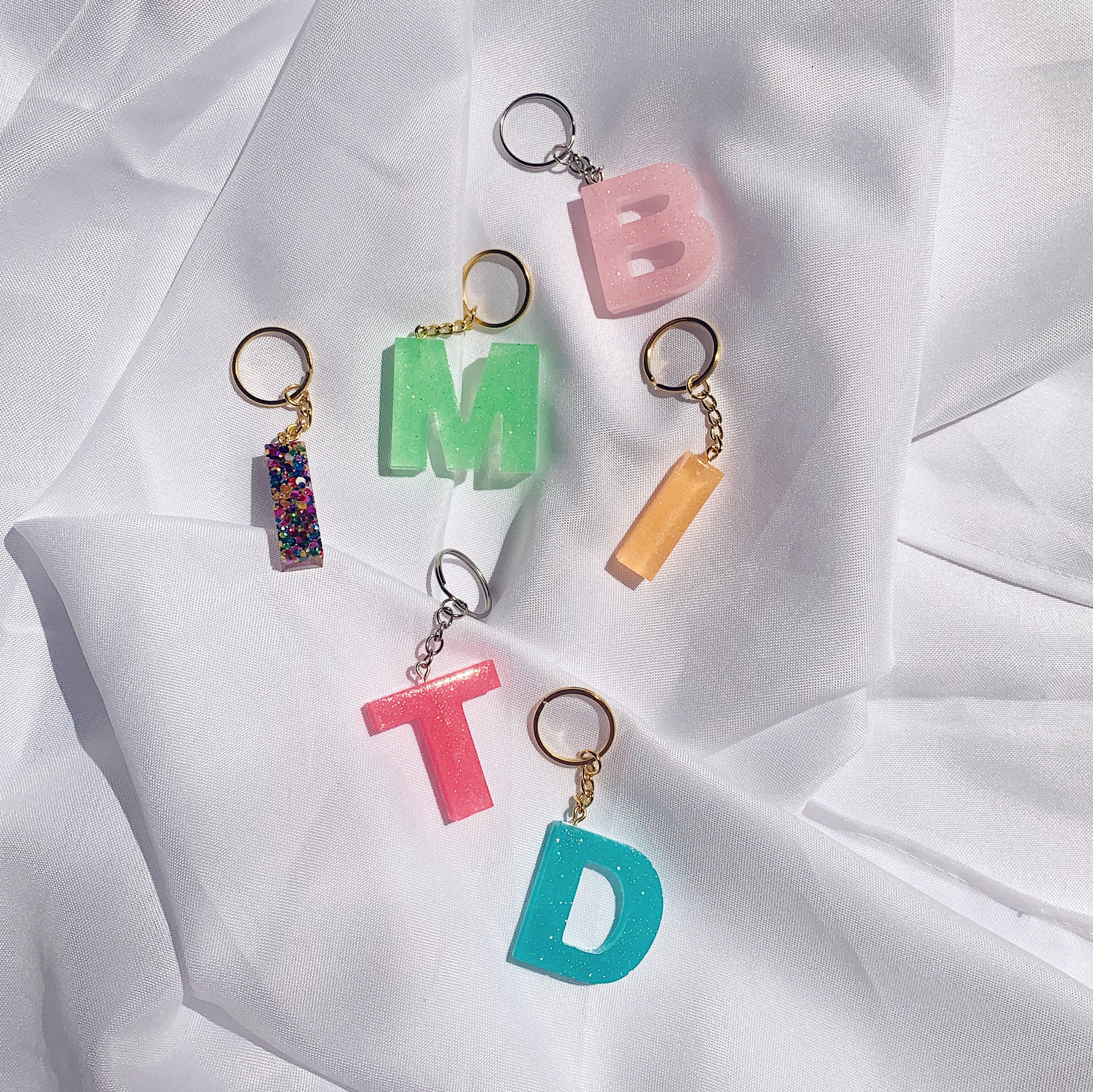 CUSTOM Glitter Letter Keychain