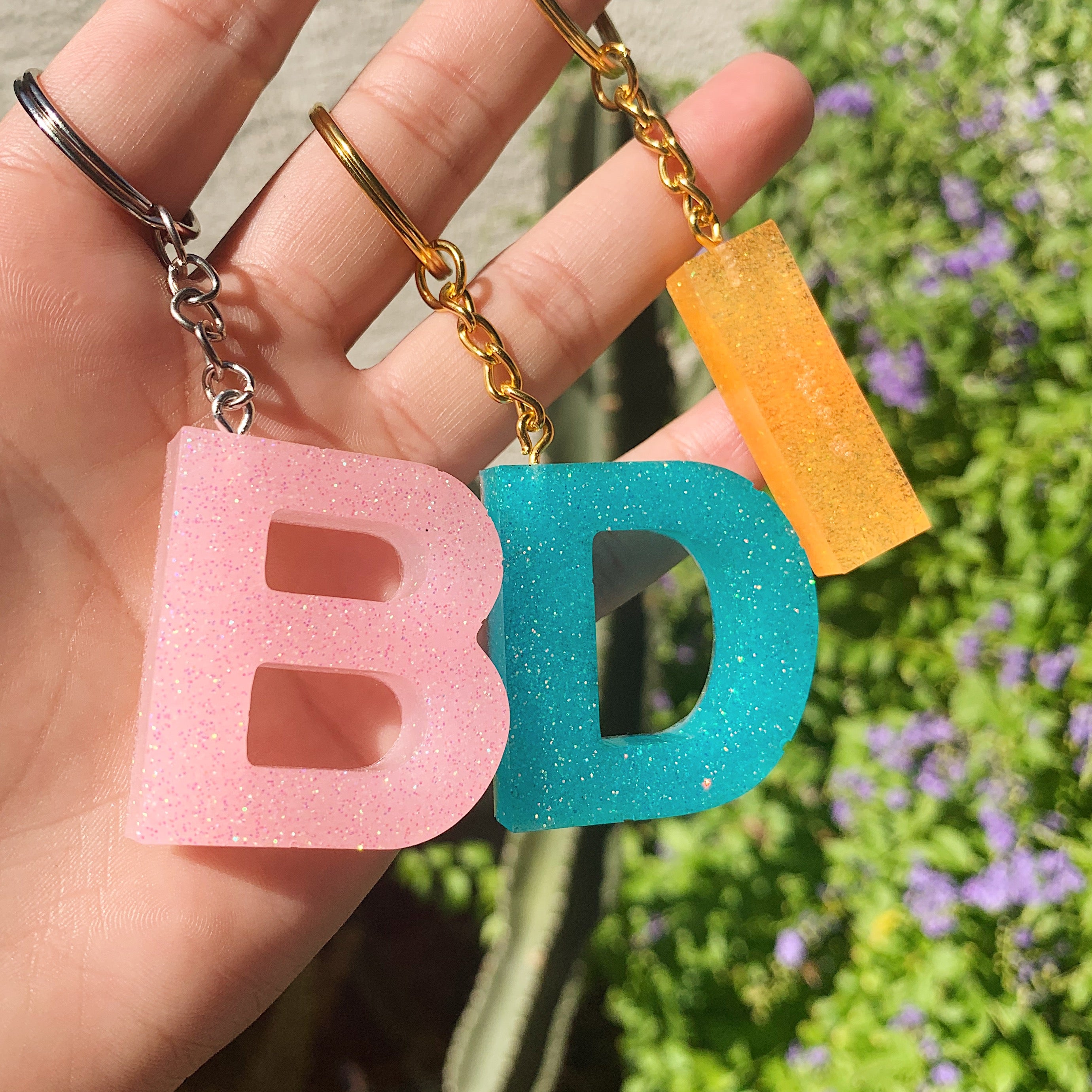 CUSTOM Glitter Letter Keychain