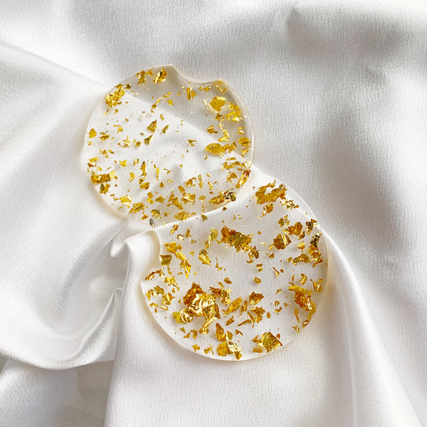 Gold Foil Resin Car Coaster, Cupholder Coaster – Set of 2