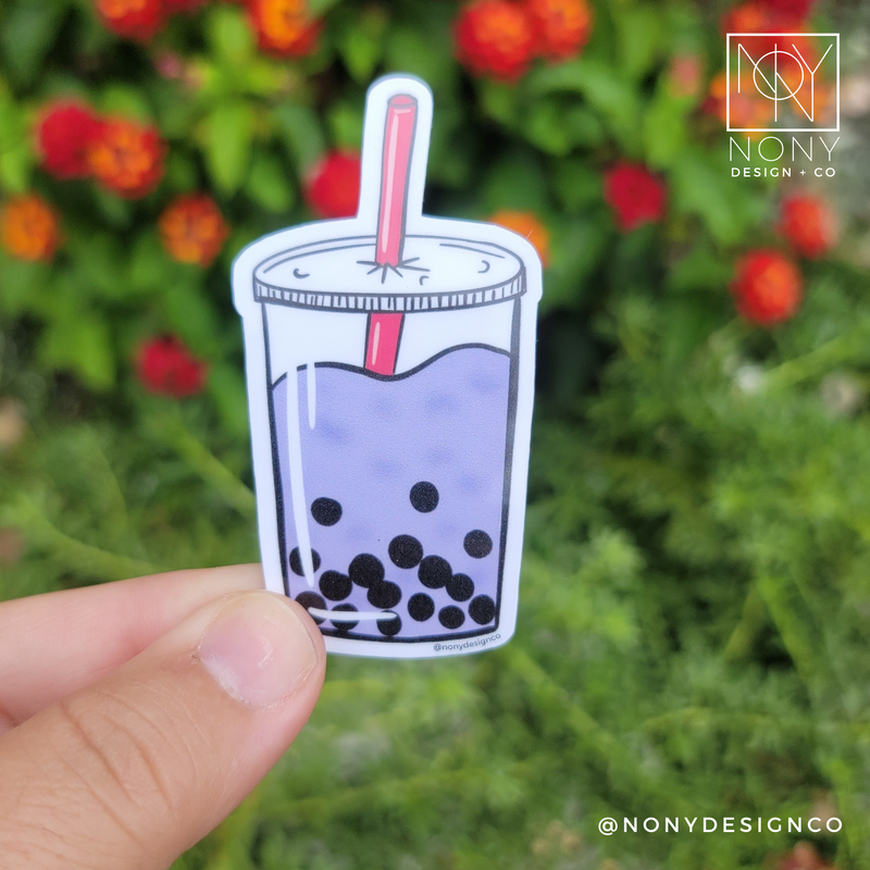 Taro Boba Tea Die Cut Sticker