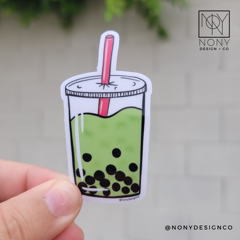 Matcha Boba Tea Die Cut Sticker