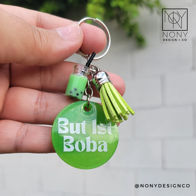 Custom Boba Charm Circle Keychain