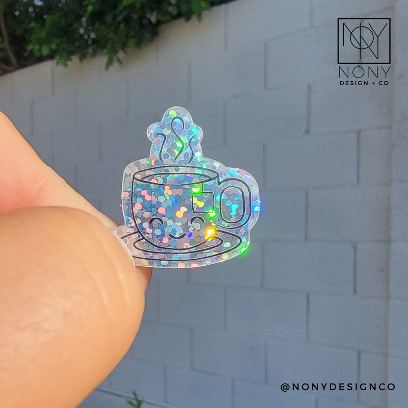 Mini Holographic Teacup Die Cut Sticker