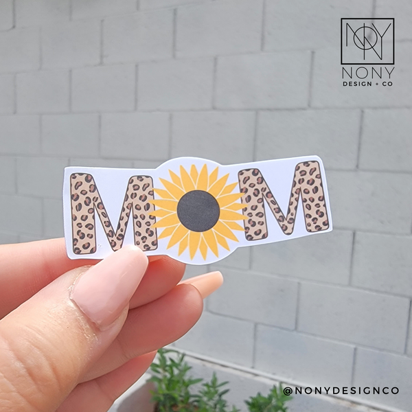 Cheetah Sunflower Mom Die Cut Sticker