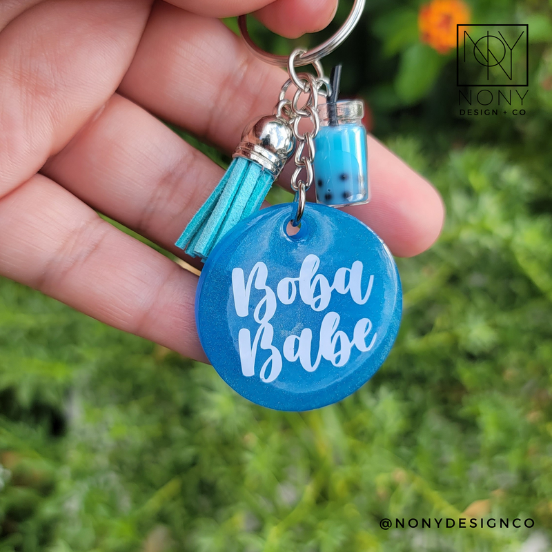 Custom Boba Charm Circle Keychain