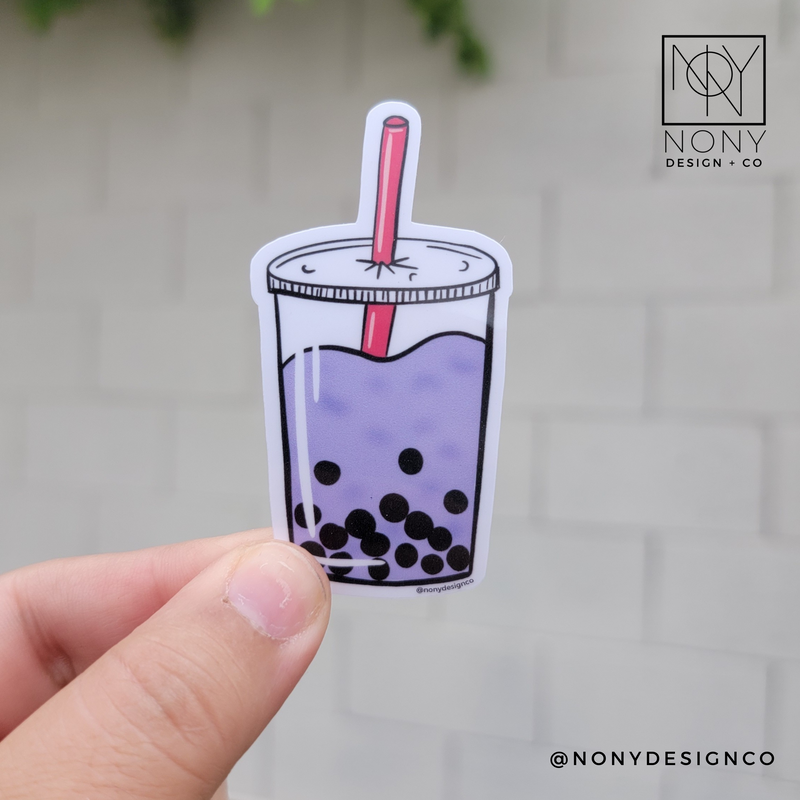 Taro Boba Tea Die Cut Sticker