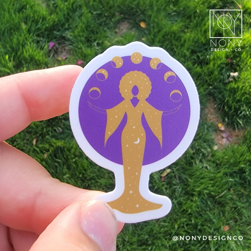 Gold Goddess Mini Die Cut Sticker