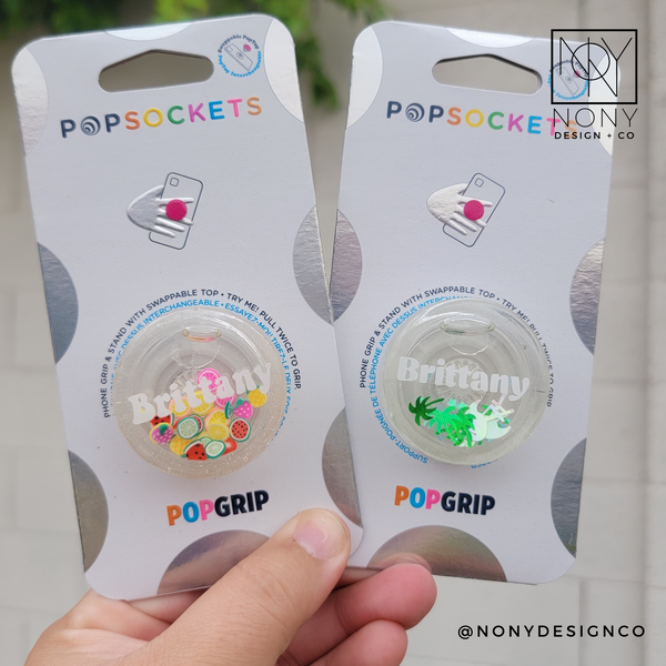 Custom Name PopSocket™ with Shaker Clear | Summer Phone Grip | Personalized Shaker PopSocket™