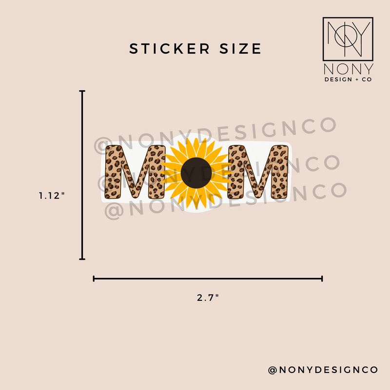 Cheetah Sunflower Mom Die Cut Sticker