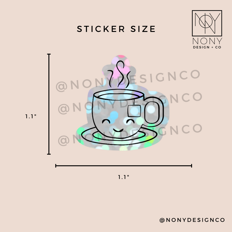 Mini Holographic Teacup Die Cut Sticker