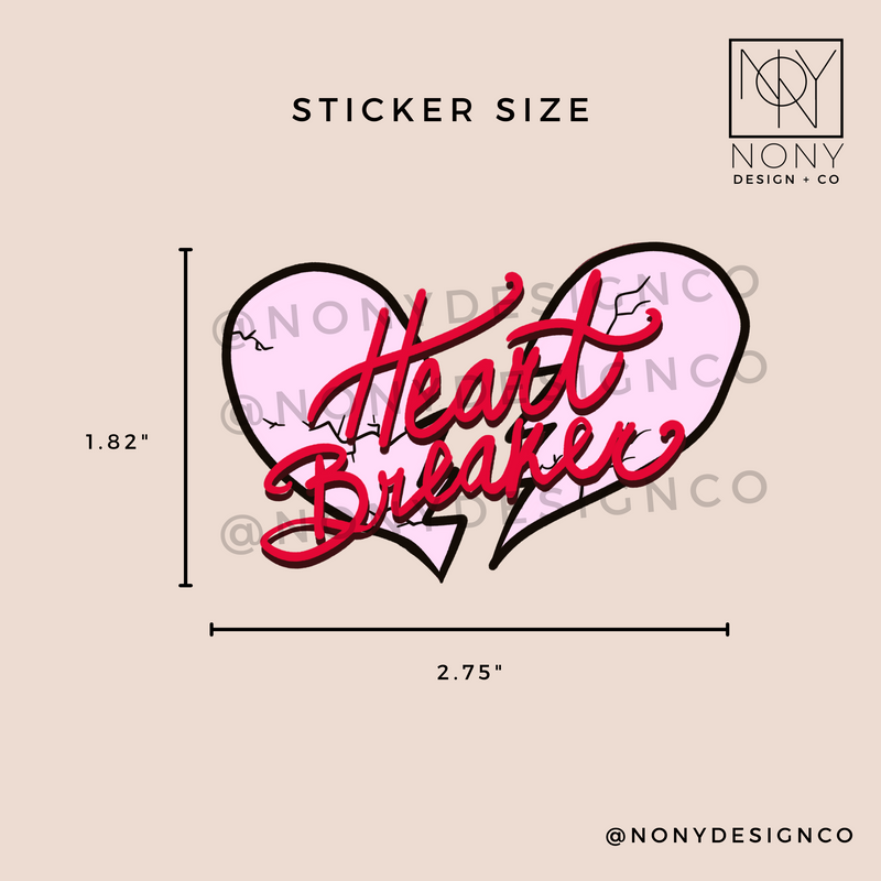 Heart Breaker Iridescent Holographic Die Cut Sticker