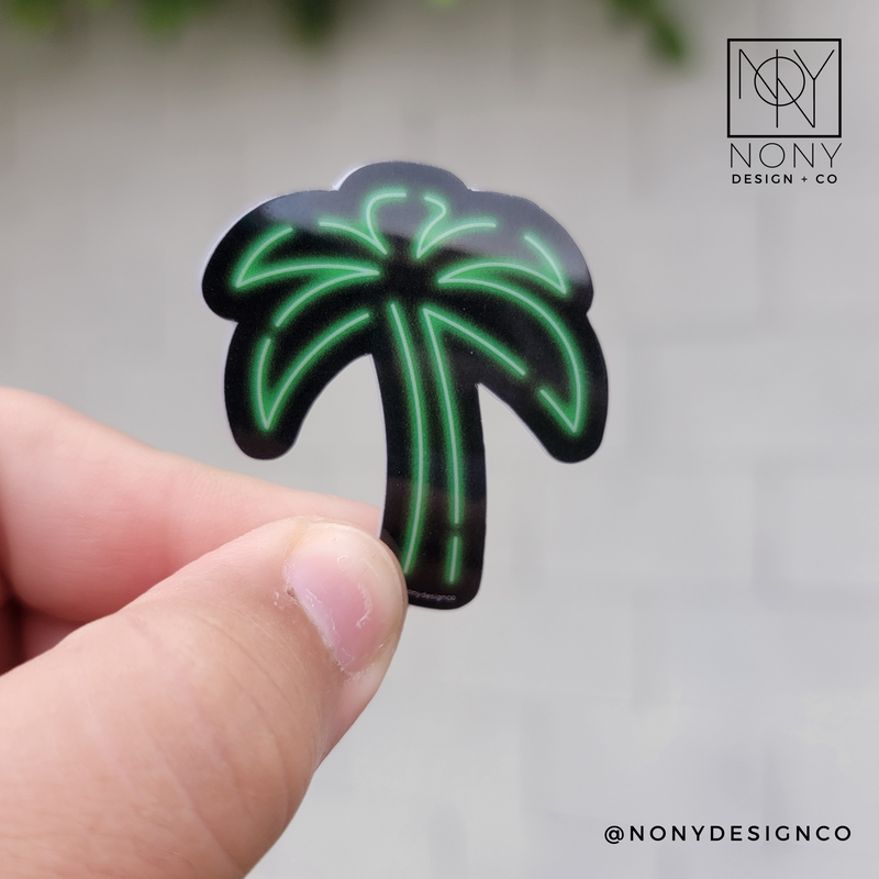Neon Palm Tree Die Cut Sticker