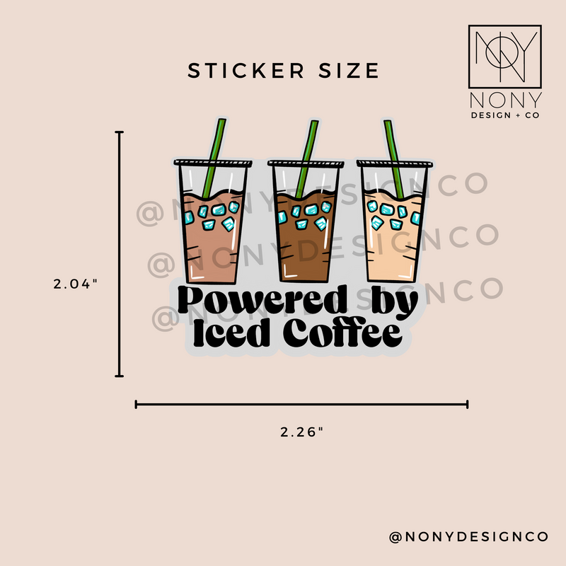 Powered by Iced Coffee Die Cut Sticker