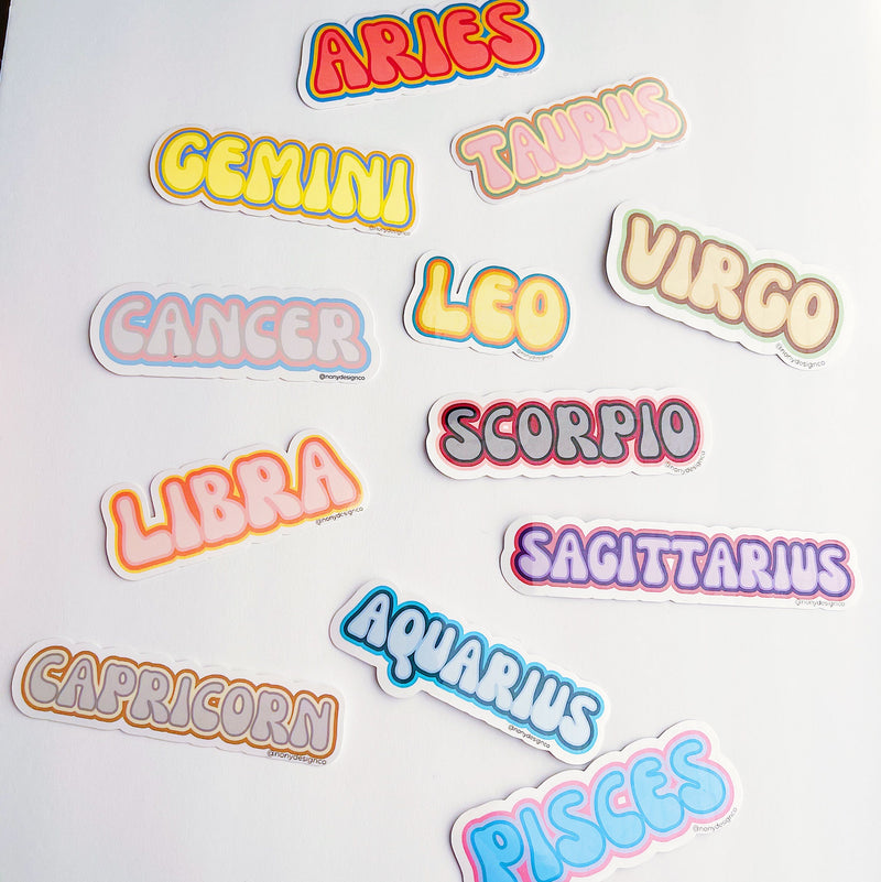Zodiac Name Sticker