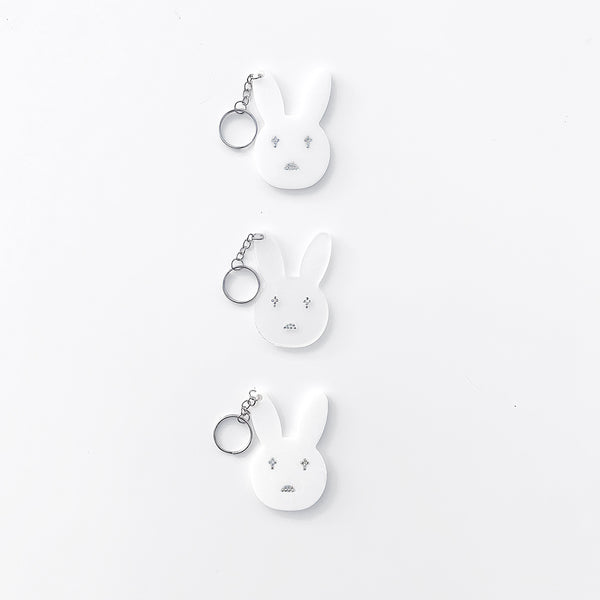 Bad Bunny Rhinestone Resin Keychain - White