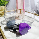Faux Agate Resin Wine Stoppers | Stainless Steel Cork | Purple + Grey