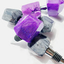 Faux Agate Resin Wine Stoppers | Stainless Steel Cork | Purple + Grey
