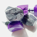 Faux Agate Resin Wine Stoppers | Stainless Steel Cork | Purple + Grey