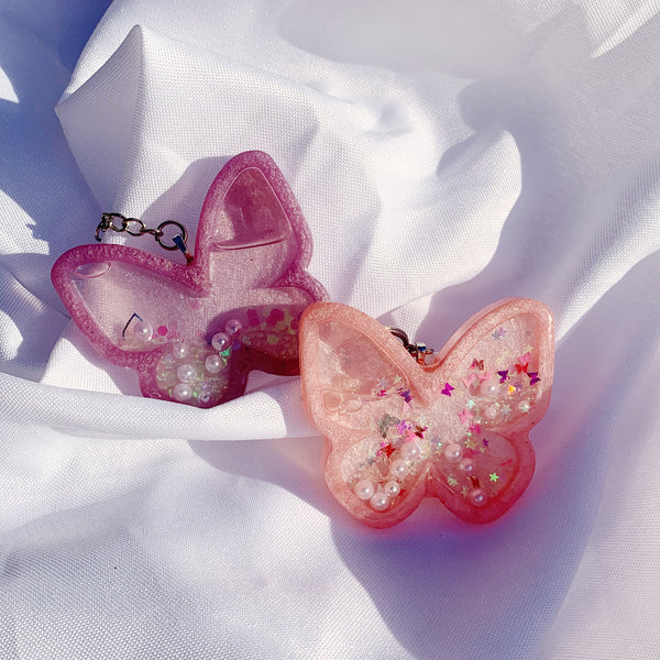 Butterfly Shaker Resin Keychain