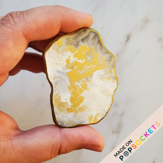 Agate Geode Inspired Resin Phone Grip – White
