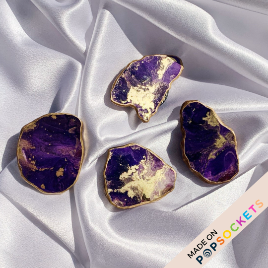 Agate Geode Inspired Resin Phone Grip – Purple
