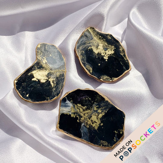 Agate Geode Inspired Resin Phone Grip – Black