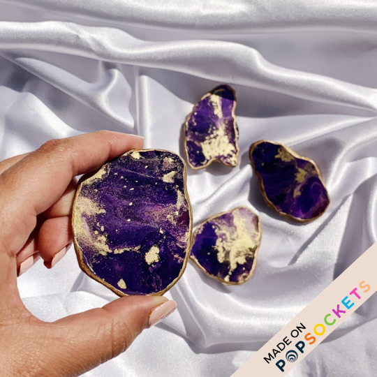 Agate Geode Inspired Resin Phone Grip – Purple