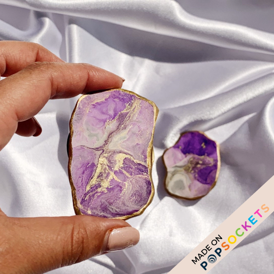 Agate Geode Inspired Resin Phone Grip – Lavender