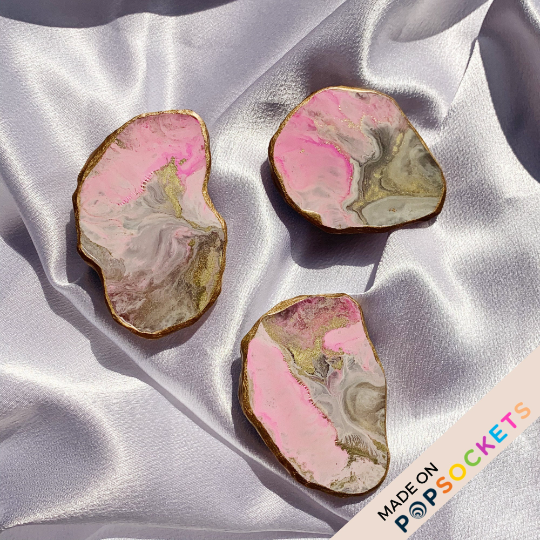 Agate Geode Inspired Resin Phone Grip – Light Pink