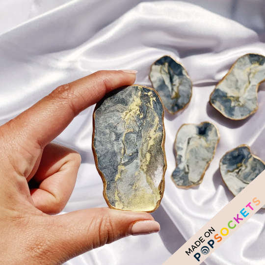 Agate Geode Inspired Resin Phone Grip – Gray